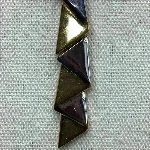 Trifari Gold and Silver Geometric Necklace - Picture 2 of 3